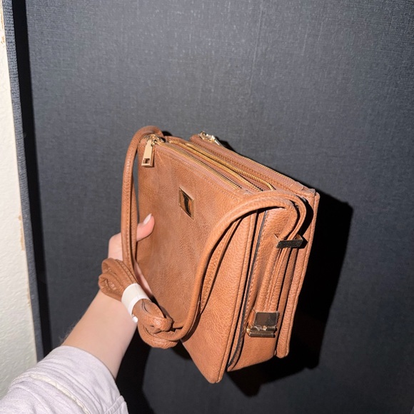 Brown Faux Leather Crossbody Bag - Picture 3 of 5